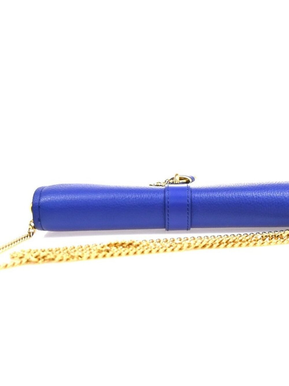 CHLOE Logo Aby Chain Shoulder Bifold Long Wallet Leather Blue GHW Spain 64MA495 - Picture 5 of 16